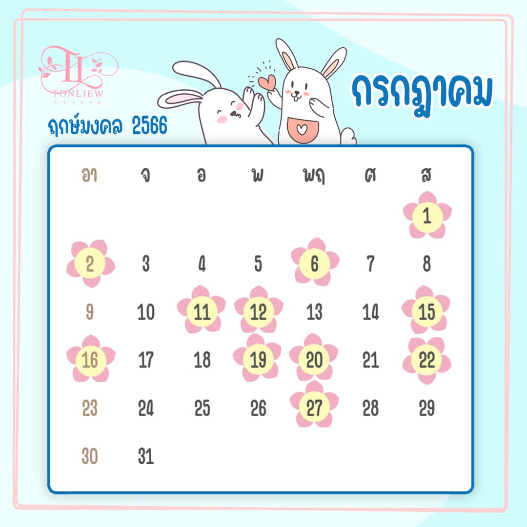 ฤกษ์ศัลยกรรม กรกฎาคม ปี2566