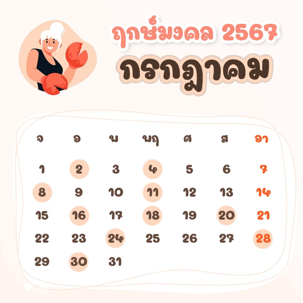 ฤกษ์ศัลยกรรม กรกฎาคม ปี2567